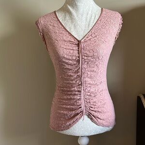 David Meister Pink Lace Top
